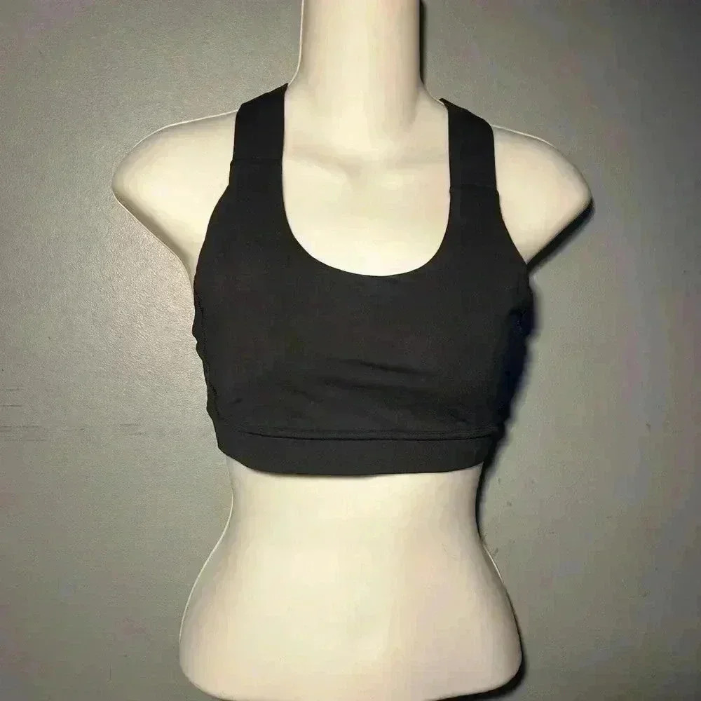 Lululemon Black Cross Strap‎ Sports Bra Yoga Workout Top, Size 6